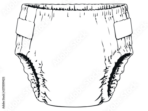 Hand Drawn Adult Diaper Front View Sketch