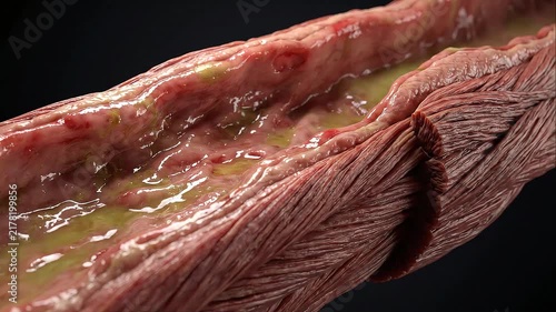 External Muscular Layer of Inflamed Digestive Tract with Internal Ulceration