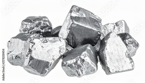 Rhenium metal granules - high fidelity macro shot