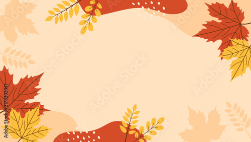 Autumn background with colorful fall leaves, abstract pastel organic wallpaper design for seasonal templates, festival events, greeting cards, sale banners, covers, and web pages