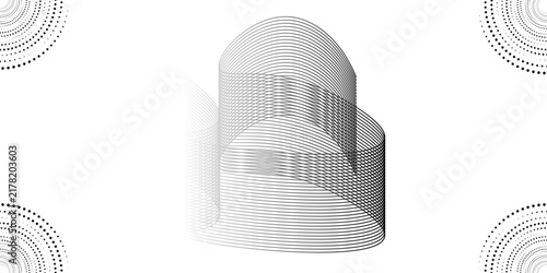 Black linear concentric circle set. Dotted and dashed round sound wave collection. Epicenter, target, radar, sonar icon concept. Radial radio signal or vibration element pack. Vector halftone symbols