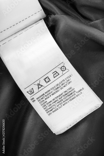 Washing instructions label