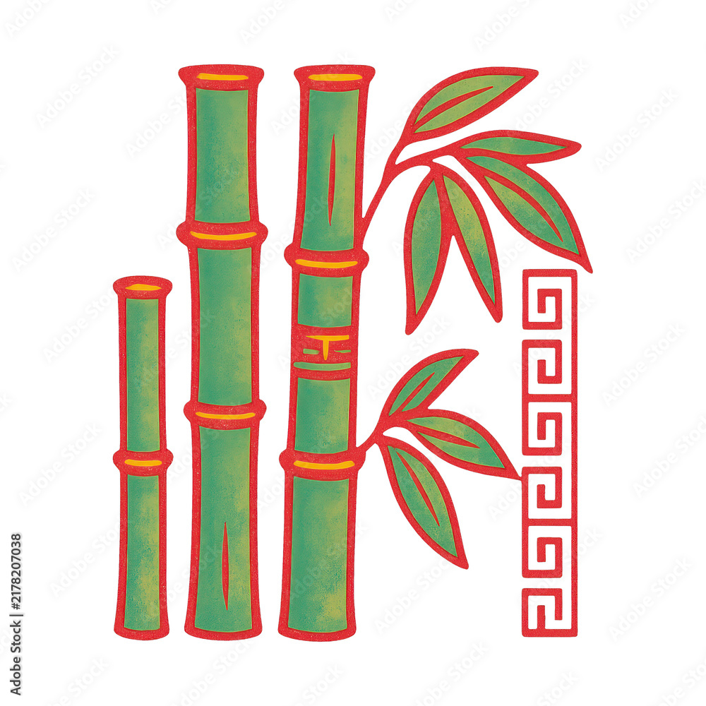 Obraz premium PNG Vibrant bamboo with decorative pattern.