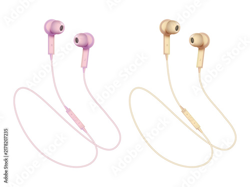 Pastel colored earbuds in two different shades on transparent background