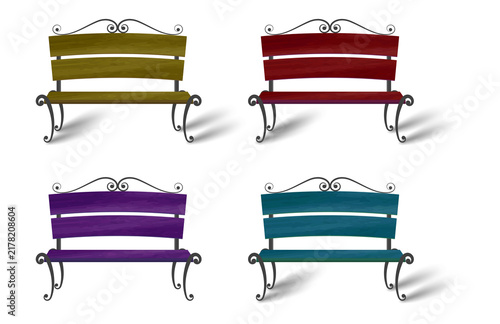 Photography Colorful park benches for outdoor seating transparent background