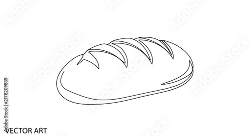 Single Line Drawing Loaf of Bread, Isolated on Transparent Background