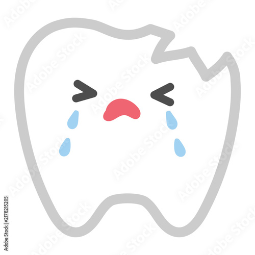 泣いている欠けた歯のキャラクターイラスト