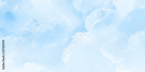 Beautiful Blue Sky and White Cloud Background. Dramatic White Cloud Formation Against Blue Sky. Vector Design.