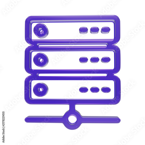 Plakat 3D purple server rack icon for network database, cloud hosting storage, and mainframe infrastructure
