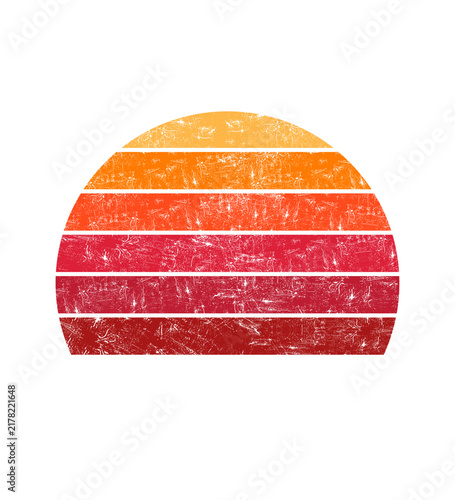 Retro sunset with striped texture - Vector illustration