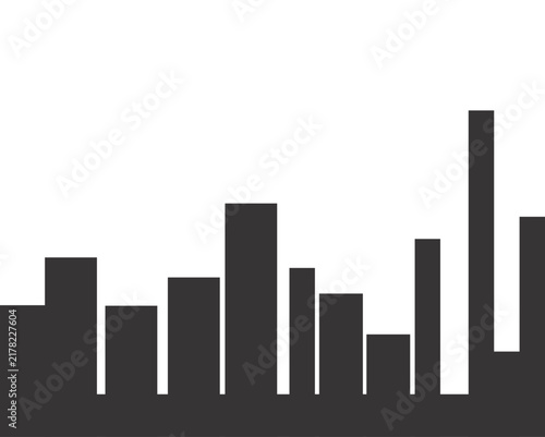 Simple City Skyline Silhouette with Buildings, Urban Landscape Vector Illustration
