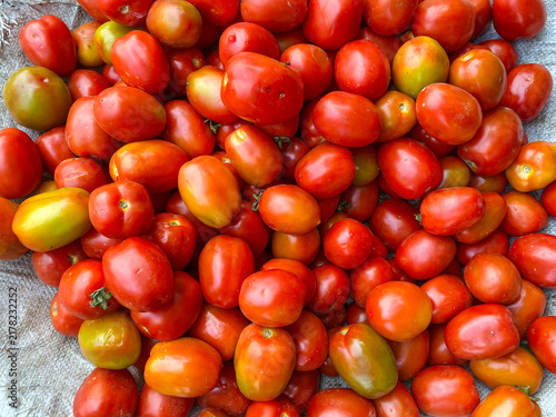 Obraz na płótnie fresh red plum tomatoes pile