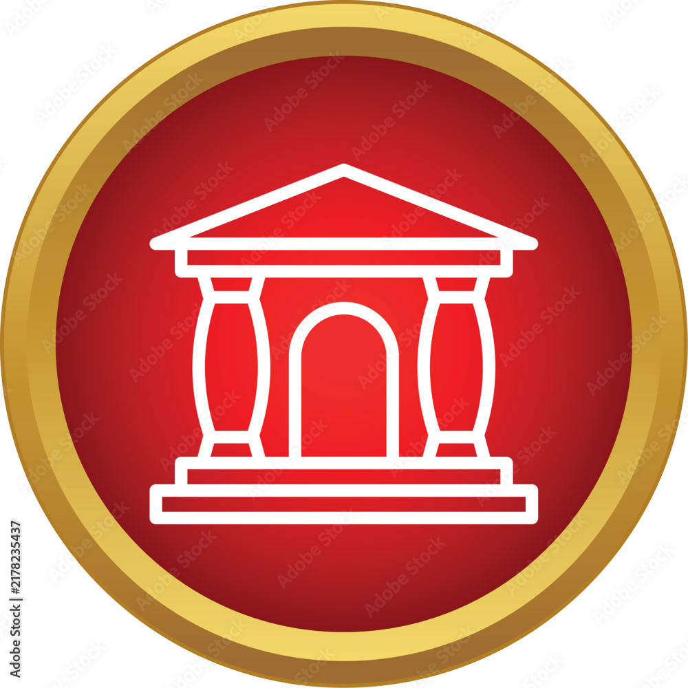 Obraz premium Classical building icon representing heritage, ancient architecture, and financial institutions