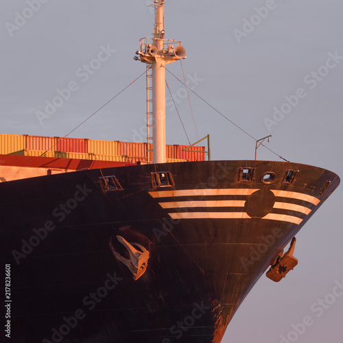 Foto MARITIME TRANSPORT - A container ship sails from seaport to sea