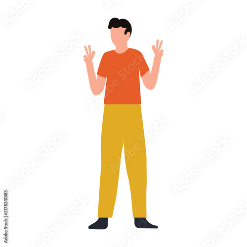 Minimalist Single Person Character Illustration in Casual Clothing, Full Body Human Figure Outline Vector Design