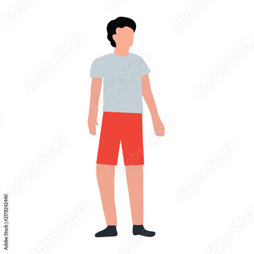 Minimalist Single Person Character Illustration in Casual Clothing, Full Body Human Figure Outline Vector Design