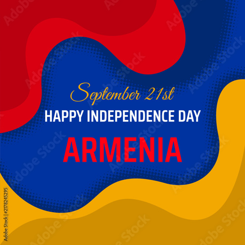 September 21, armenia independence day. Armenian multicolored wavy flag background. National holiday september 21st independence day of armenia. Greeting card. Vector illustration