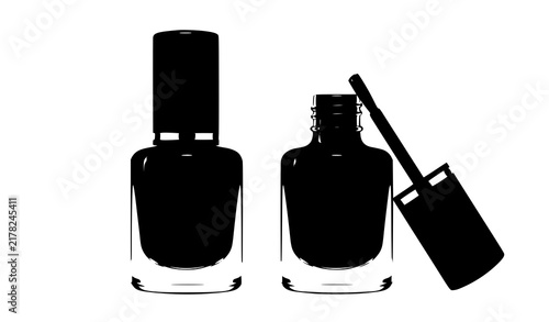 Red Nail Polish Bottles with Black and Gold Caps Vector Mockup