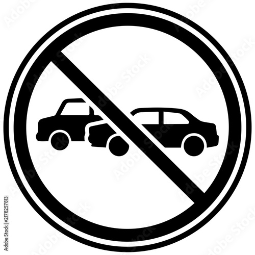 No Overtaking Road Sign Icon, Traffic Prohibition Symbol for Highway Safety Regulations