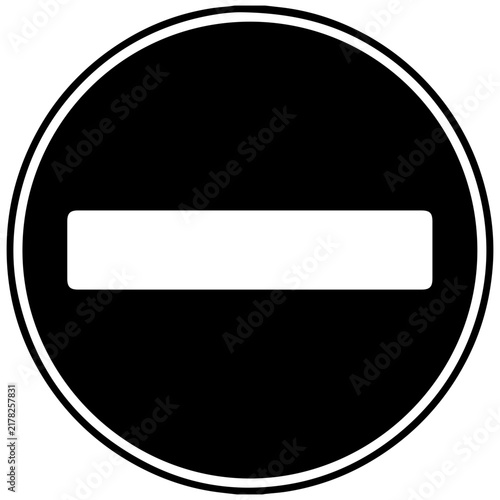 No Entry Road Sign Silhouette Icon, Prohibited Access Traffic Symbol Vector Graphic