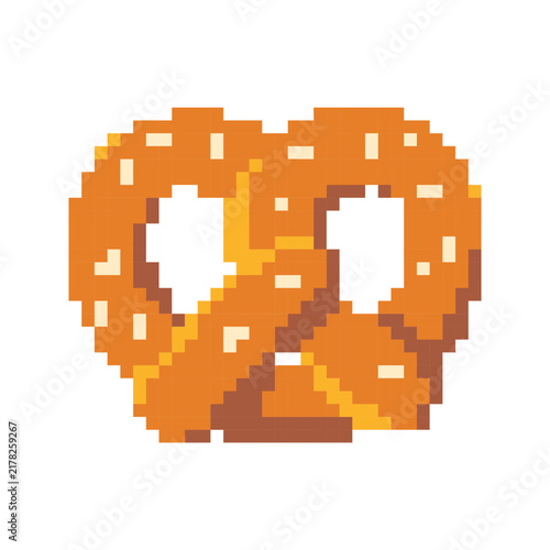 Pixel art pretzel vector illustration isolated bakery food icon element