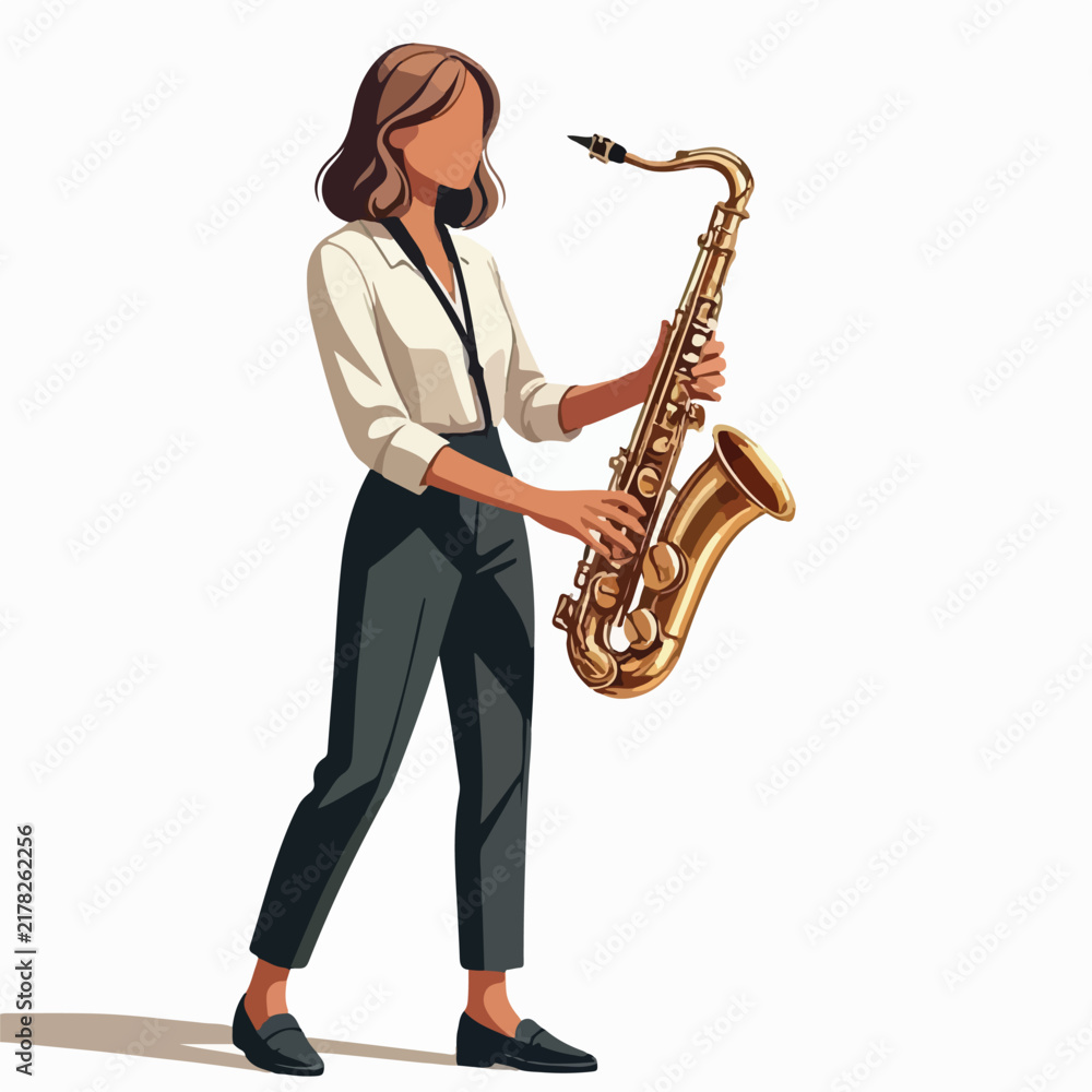 Fototapeta premium Saxophonist Musical Performance Minimalist Vector