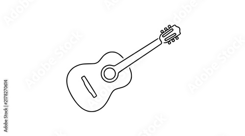 Photography Minimalist Line Art Illustration of an Acoustic Guitar