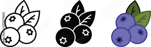 Blueberry icon. Black currant symbol. Bilberry vector illustration. Ripe blue berry sign. Juicy berry pictogram. Healthy nourishment concept.