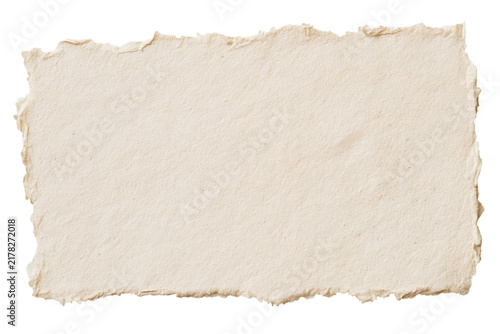 Old handmade paper texture with deckle edges isolated on transparent background
