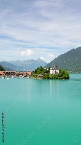 Seeburg Castle. Iseltwald, Switzerland.Vertical video