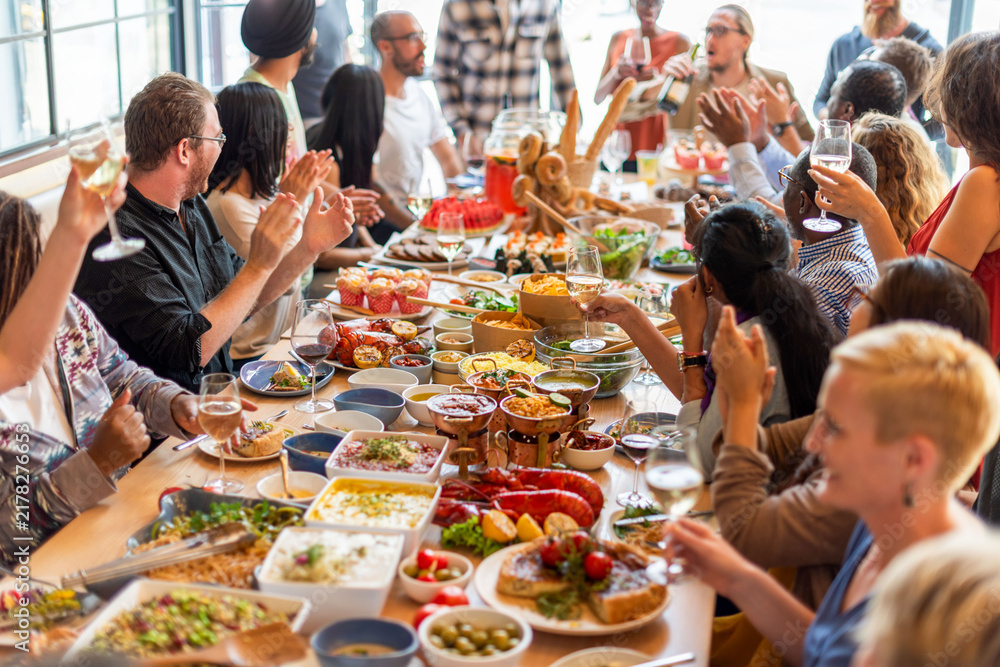 Fototapeta premium Vibrant multicultural gathering feast photo
