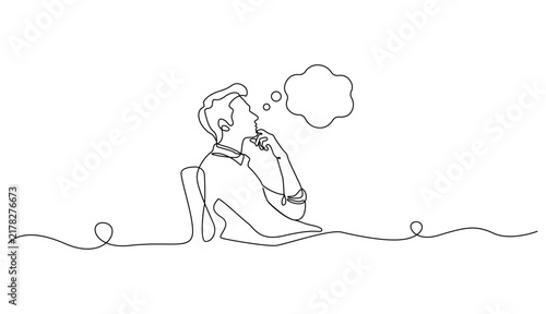 Thinking Person with Idea Bubble Minimalist Continuous Line Art