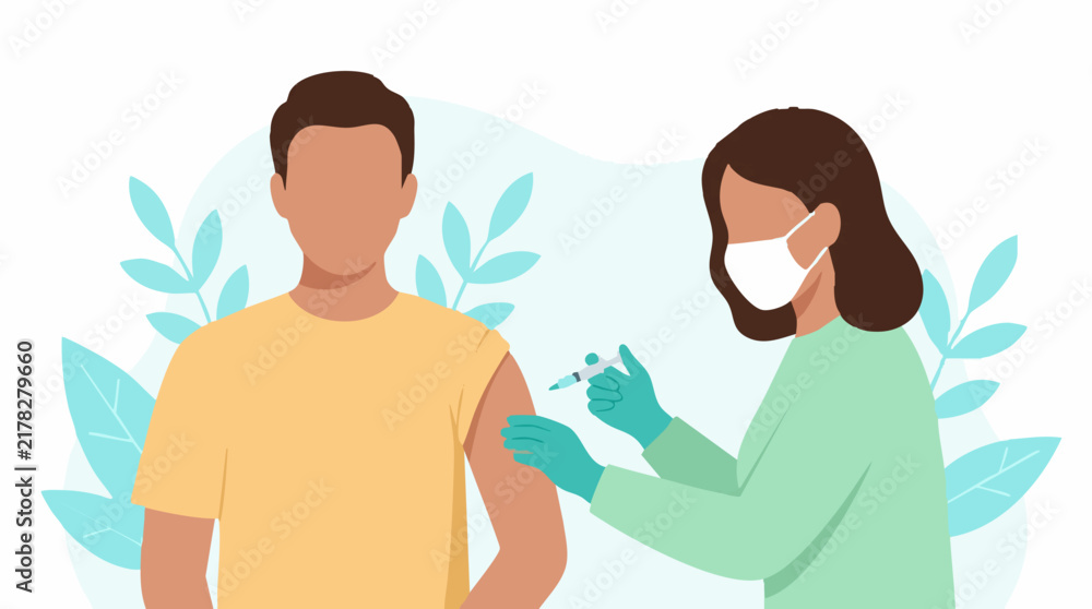 Obraz premium Vaccination process: Medical professional giving injection to patient