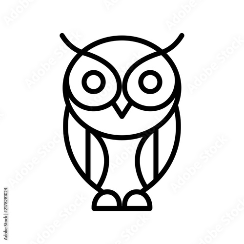 Wise nocturnal owl bird of prey wisdom predator line vector icon