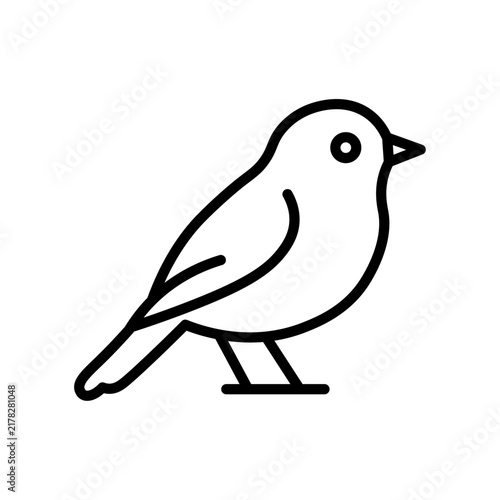 European robin songbird garden redbreast perching line vector icon