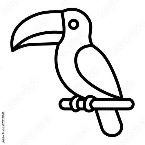 Exotic tropical toucan large bill jungle bird line vector icon