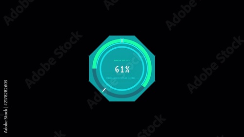 Futuristic digital data loading circular progress bar with neon cyan interface for technology software installation background 4K animation