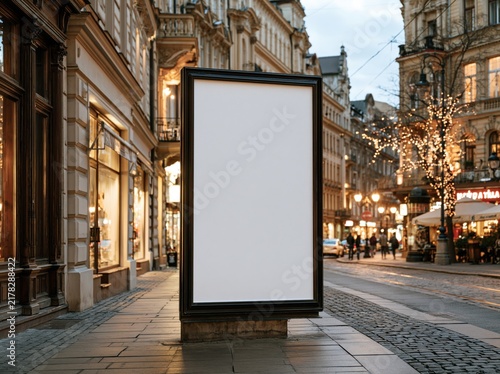 Blank Street Advertising Billboard in European City