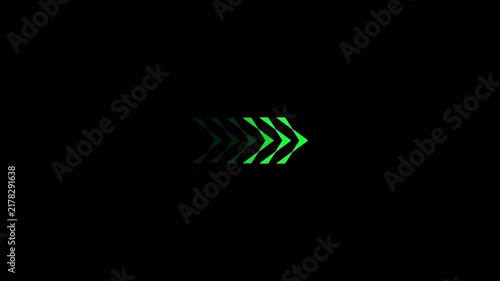 Seamless looping neon green arrows moving forward for digital direction and user interface element 4K animation