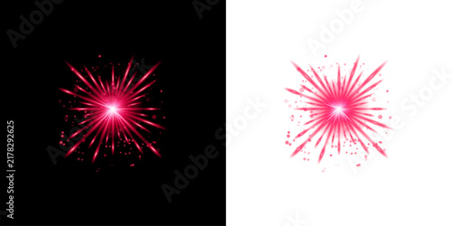 Abstract bright pink light burst effect isolated on transparent background
