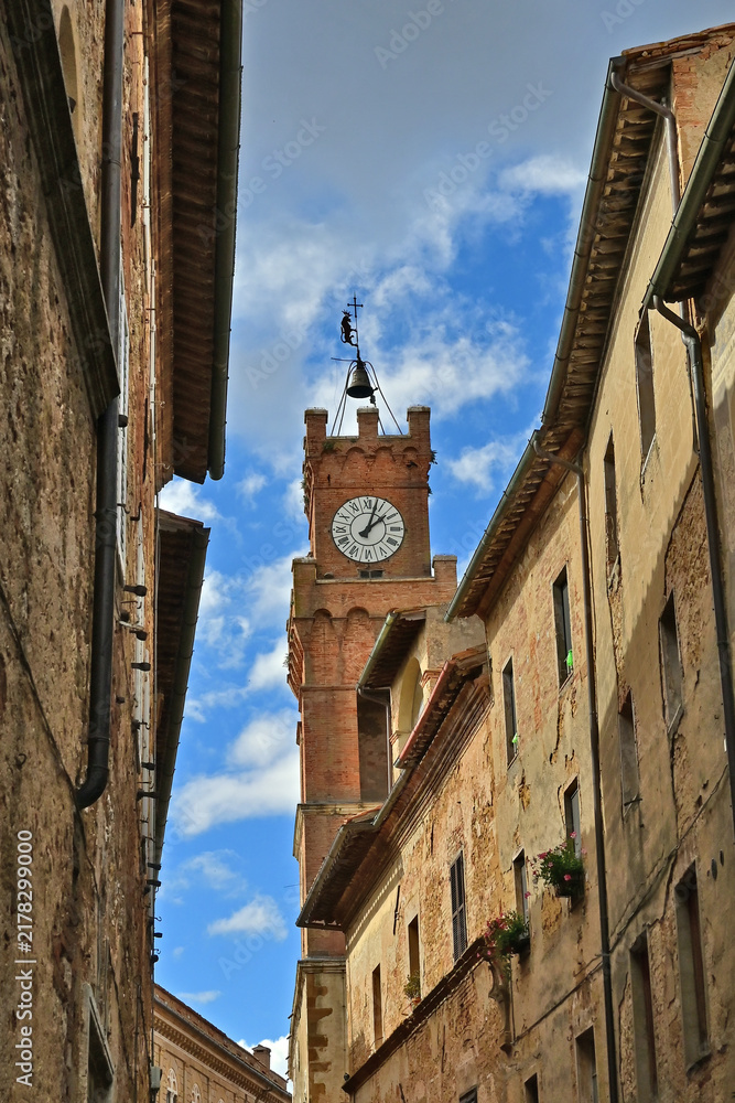 Obraz premium Pienza, streets, houses and palaces of the historic village, Val d'Orcia, Tuscany, Italy