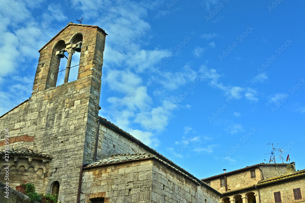 Obraz premium San Quirico d'Orcia, the Church of Santa Maria Assunta, Siena, Val d'Orcia, Tuscany, Italy