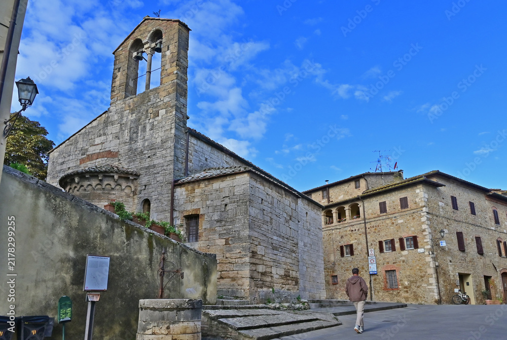 Obraz premium San Quirico d'Orcia, the Church of Santa Maria Assunta, Siena, Val d'Orcia, Tuscany, Italy