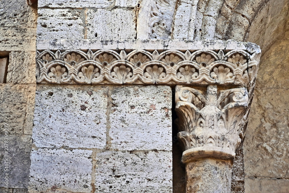 Obraz premium San Quirico d'Orcia, the Church of Santa Maria Assunta, Siena, Val d'Orcia, Tuscany, Italy