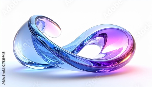 Abstract 3D futuristic glass curve isolated on white. Perfect for modern tech headers, financial growth concepts, corporate branding, and creative dynamic web design backgrounds