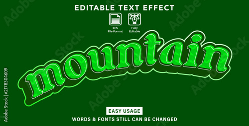 Editable graphic text effect mountain styles
