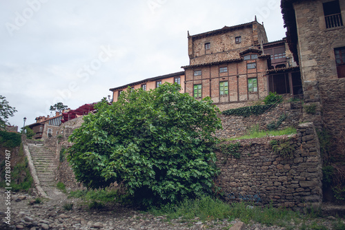 Traditional stone architecture and Infantado Tower in Potes, Cantabria