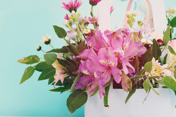 image of romantic and delicate flowers on pastel background