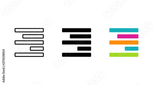 Картината върху платно Text alignment justify icon set with horizontal lines outline solid and color ve