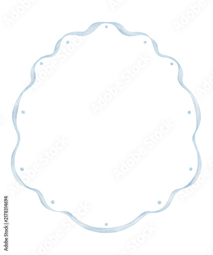 Elegant Blue Watercolor Scalloped Decorative Frame Illustration